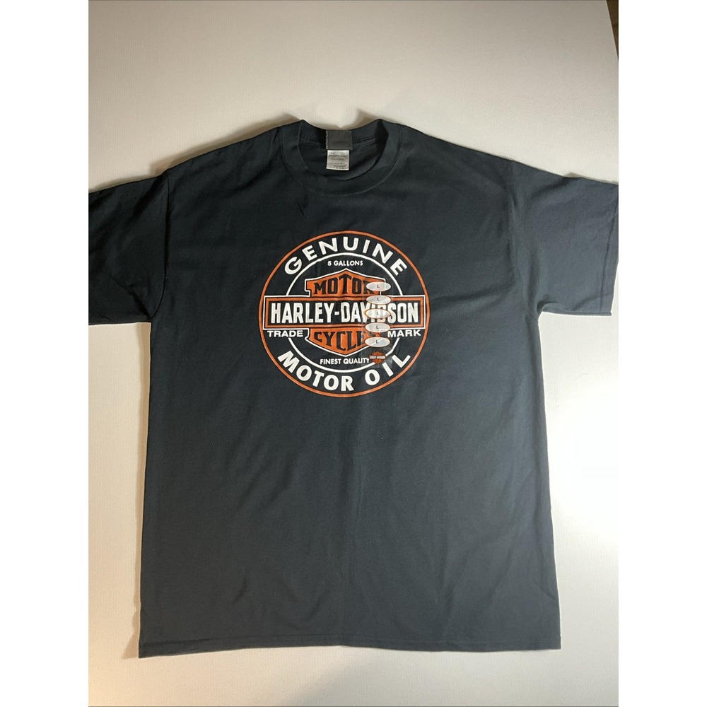 Harley-Davidson Genuine Motor Oil T-Shirt Men's Large Black Motorcycle Tee New